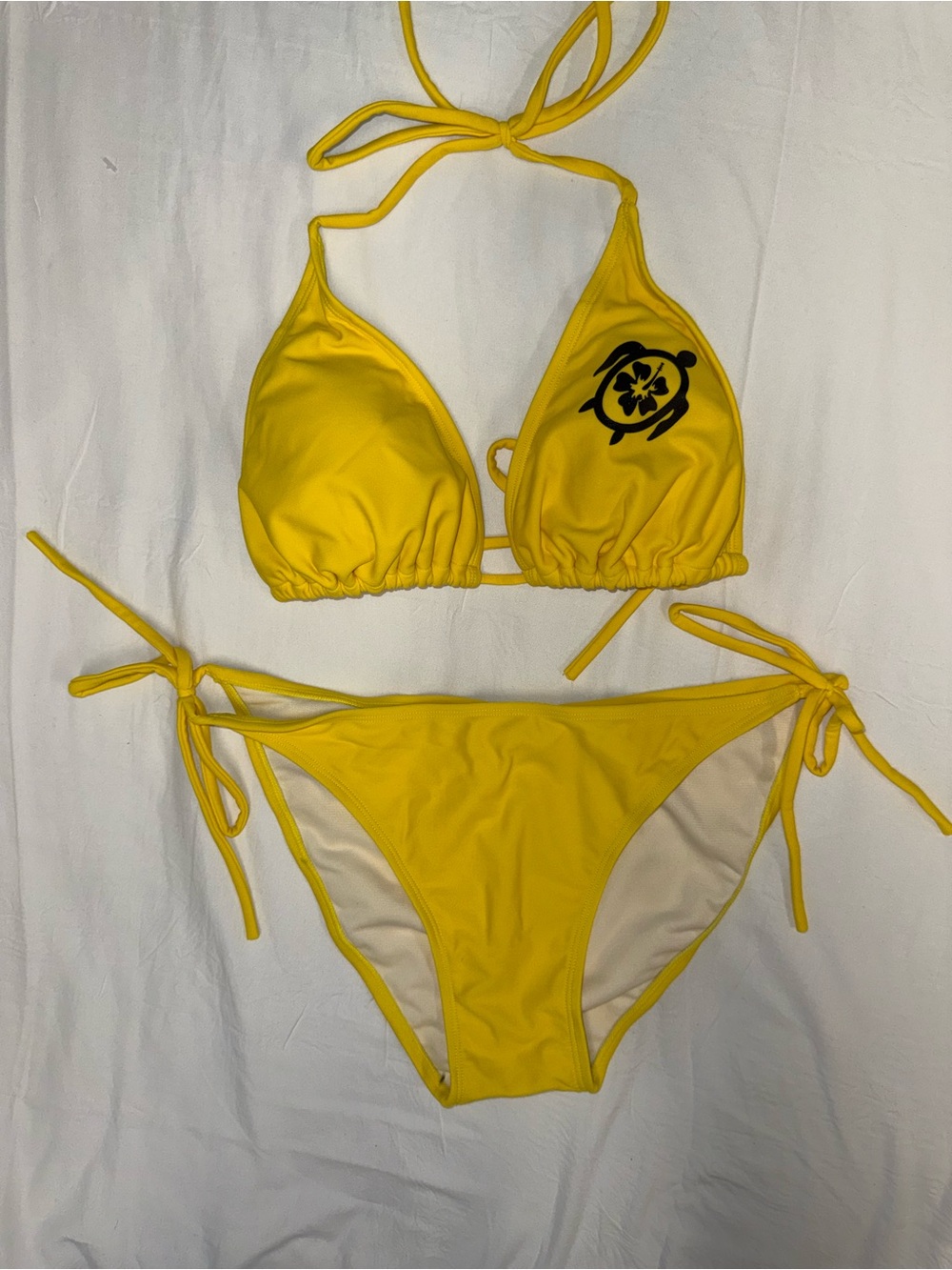 IslandGirl Beachwear Yellow Tie-Side Triangle Bikini Set